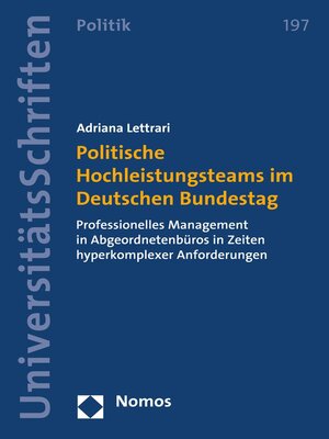 cover image of Politische Hochleistungsteams im Deutschen Bundestag